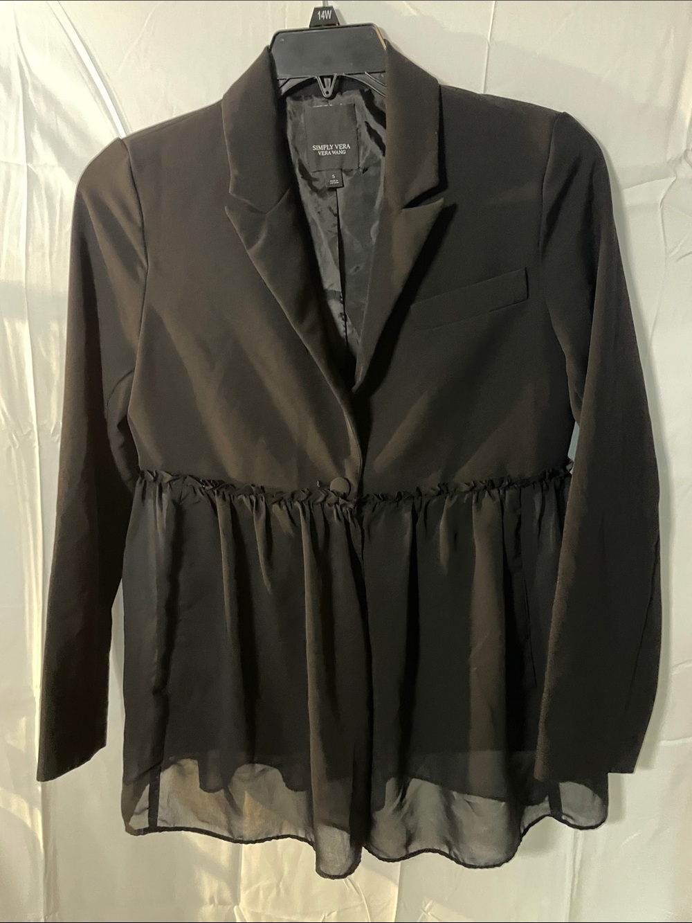 Simply Vera lovely Black Peplum/sheer Waist Blazer Jacket w/pockets - Picture 1 of 6
